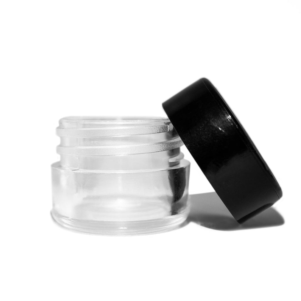 Pomadera Estireno 6g. Base Transparente Con Tapa Negra